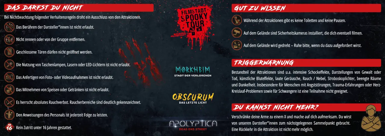 Parkplan der Filmstadt Spooky Tour